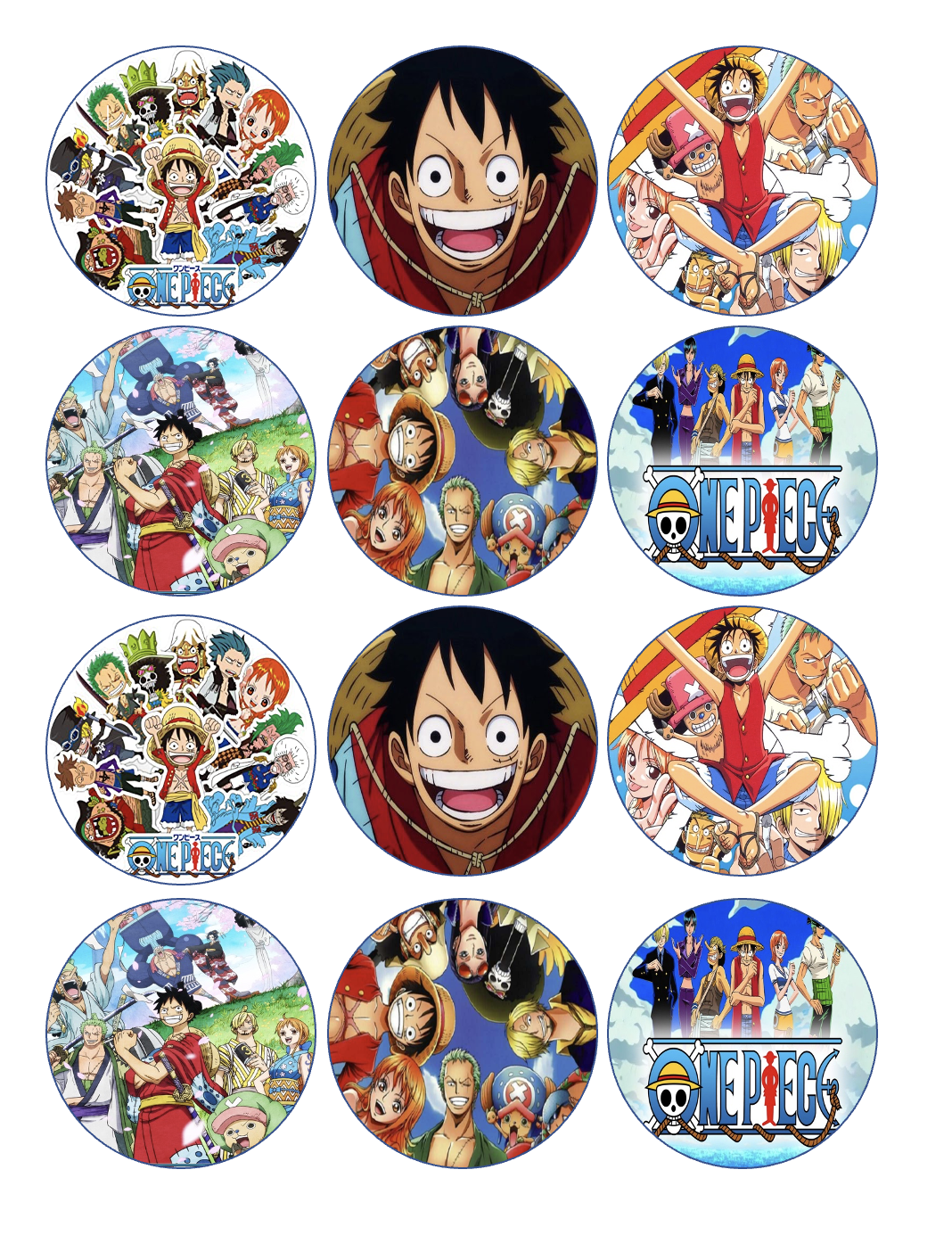 Set Of 12 One Piece Anime Edible Paper Cupcake Cookie Toppers Decorations EBay