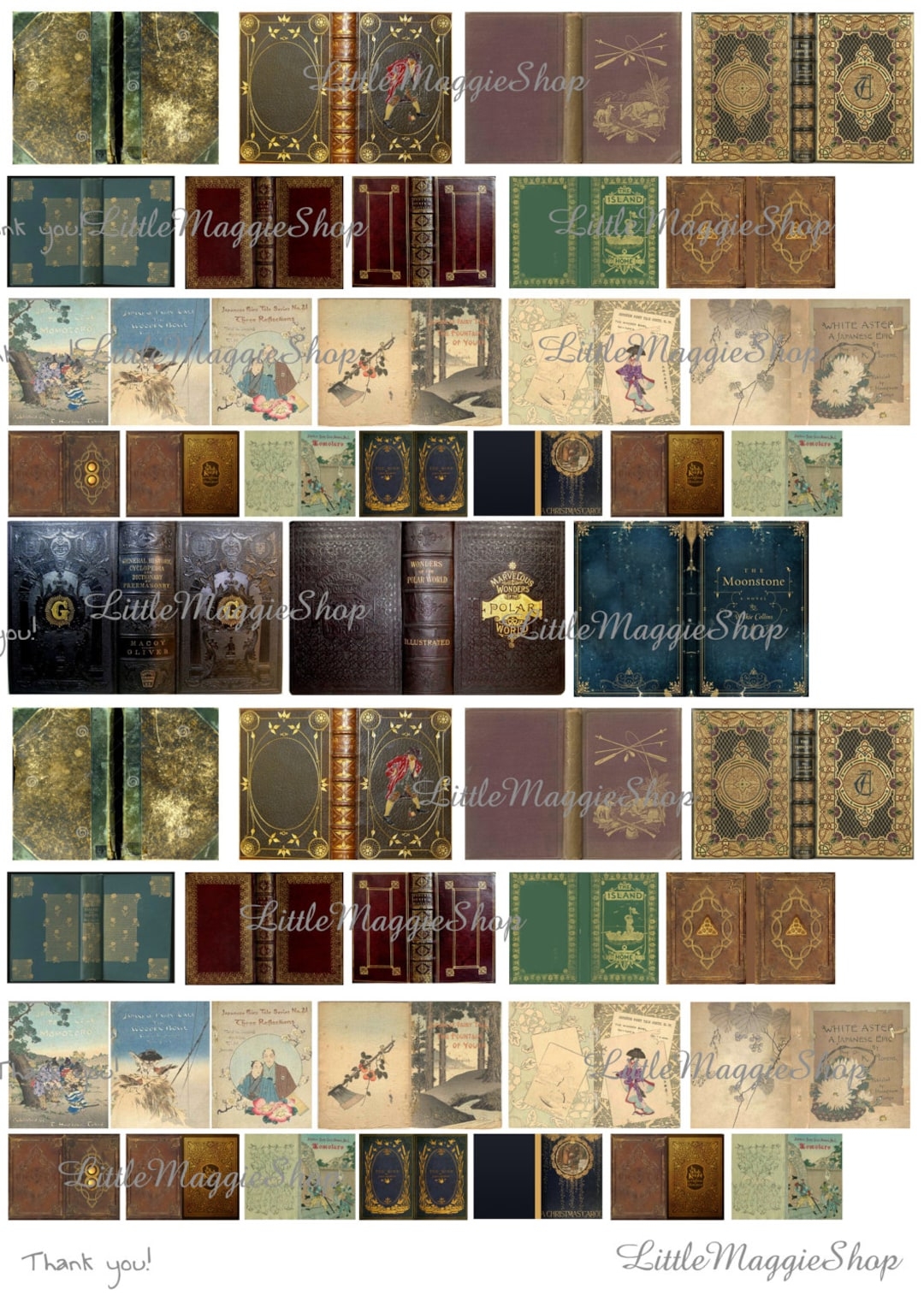Set Of Vintage Miniature Book Covers Different Sizes For Miniatures And DIY Dollhouse Books Digital Files In PDF And JPG Formats Etsy Denmark