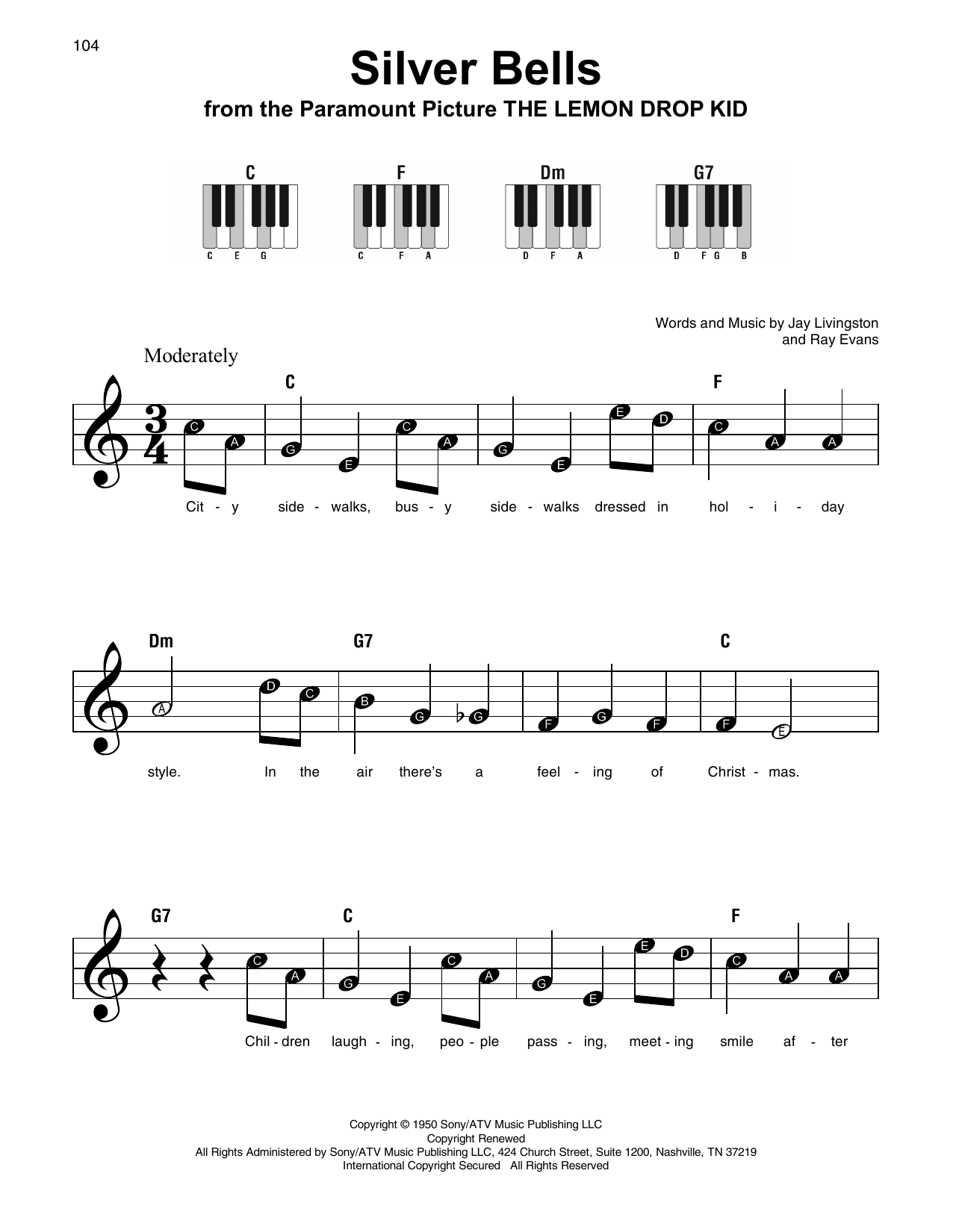 Silver Bells Sheet Music Jay Livingston Super Easy Piano