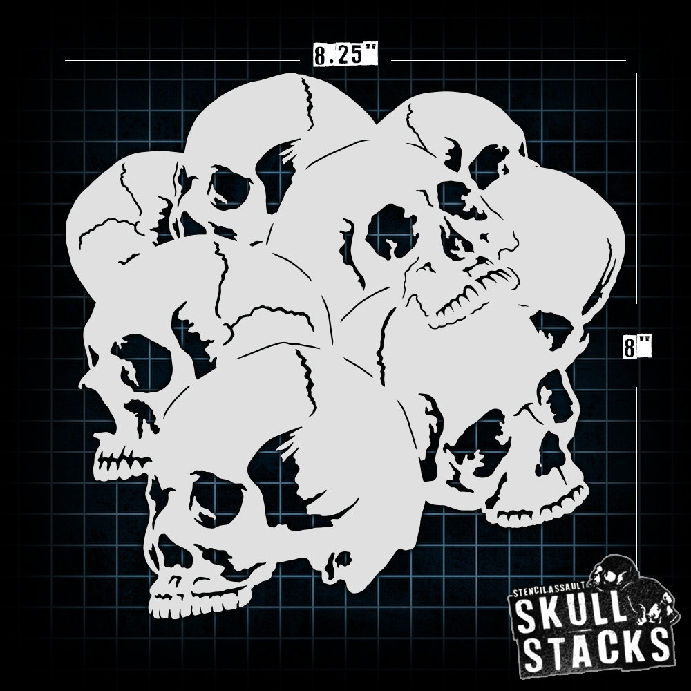 Skull Stack 1 Airbrush Stencil Template Etsy