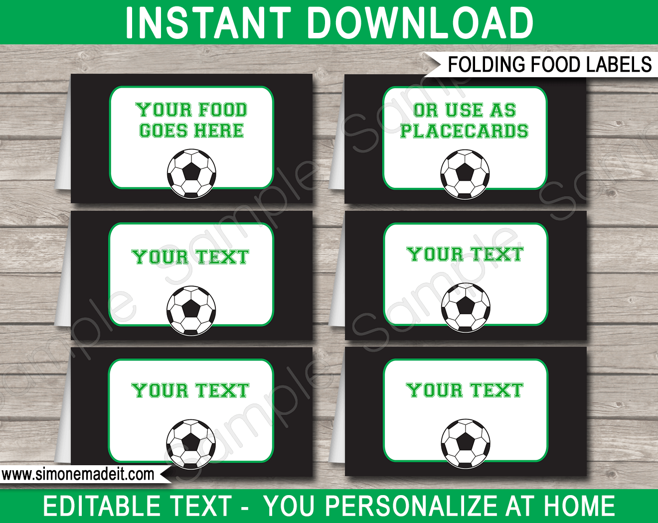Soccer Party Food Labels Template Printable Birthday Party Decorations