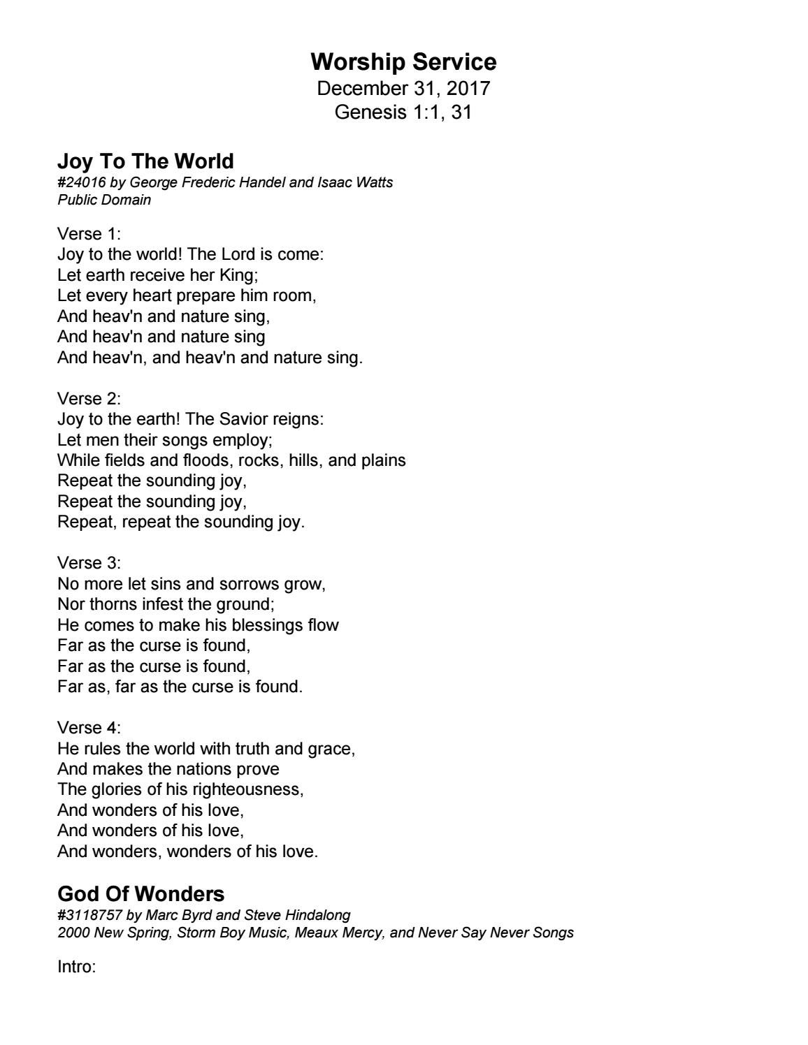 Song Lyrics For 12 31 17 Liturgy By Trinity Presbyterian Church Issuu