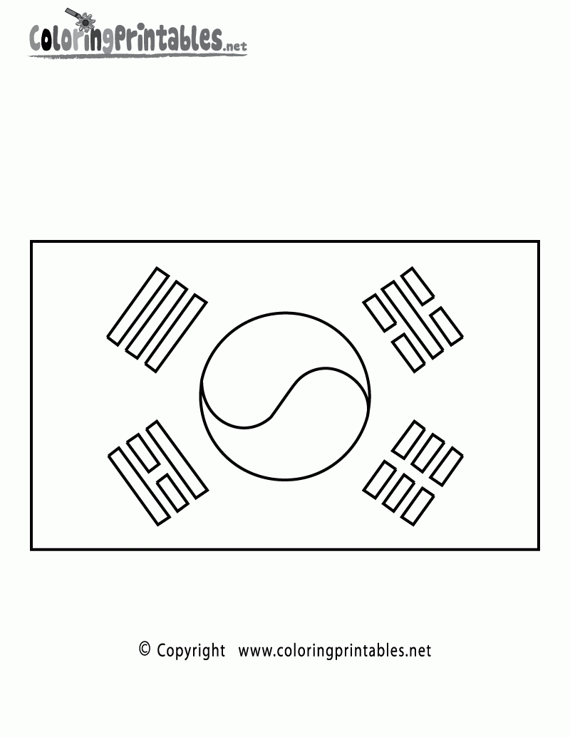 South Korea Flag Coloring Page A Free Travel Coloring Printable