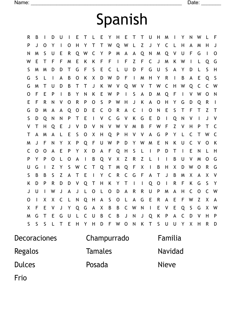 Spanish Word Search WordMint