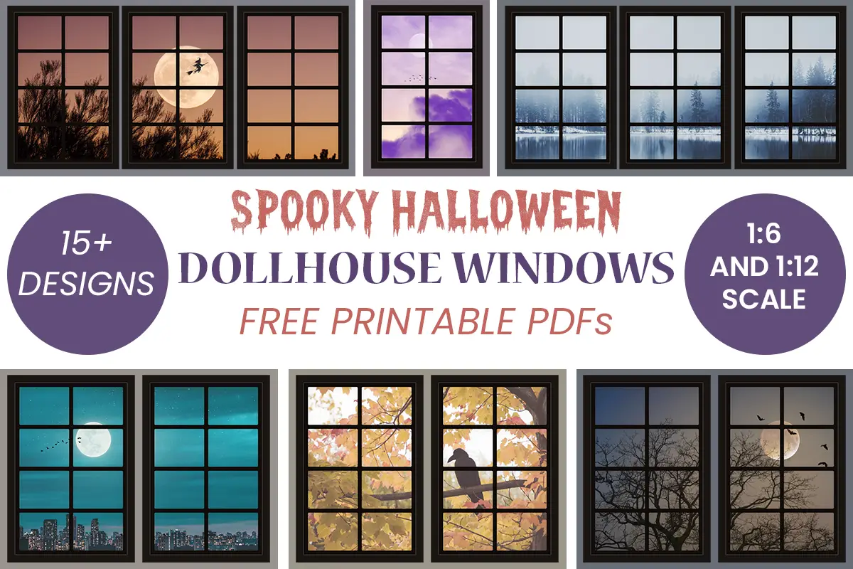 Spooky Dollhouse Windows For Halloween Free Printables Suni Doll