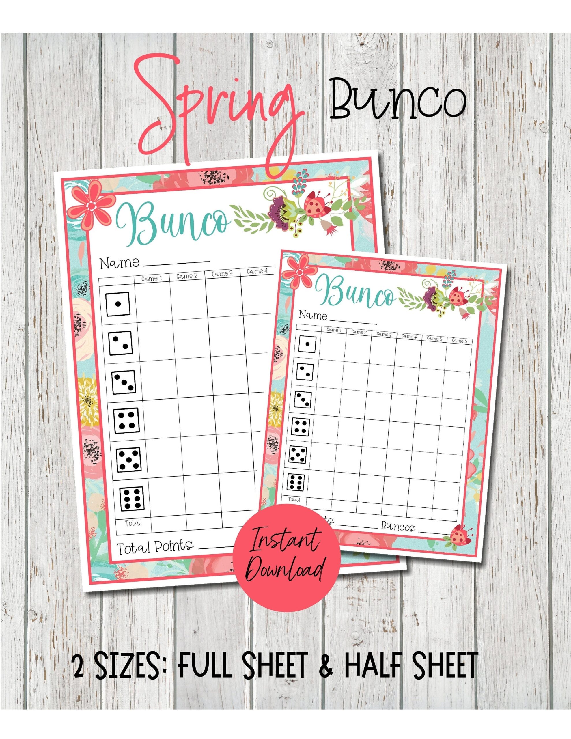 Spring Bunco Score Sheets Bunco Worksheets For Spring Spring Bunco Score Cards Bunco Printables Printable Bunco Sheets Game Night Etsy