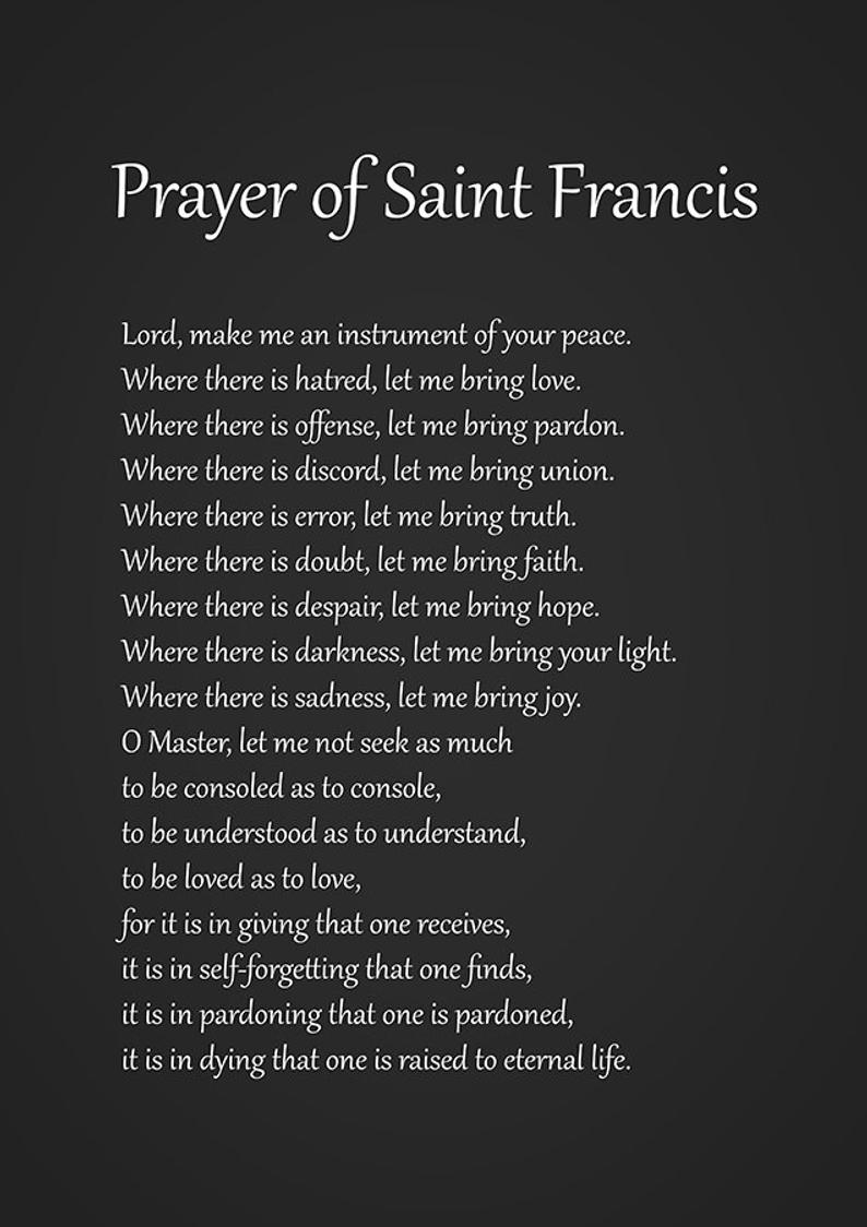 St Francis Of Assisi St Francis Of Assisi Prayer St Francis Assisi Print St Francis Assisi Poster St Francis Assisi Prayer Wall Art Etsy Francis Of Assisi Prayer Francis Of