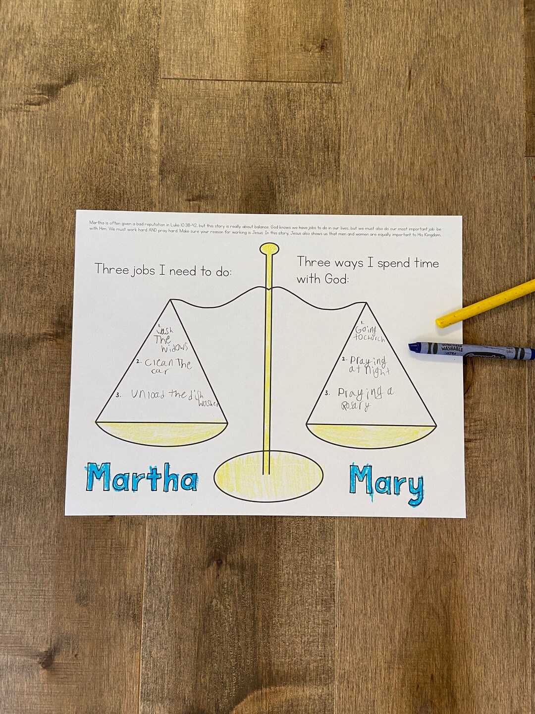 Printable Mary And Martha Activity Sheets
