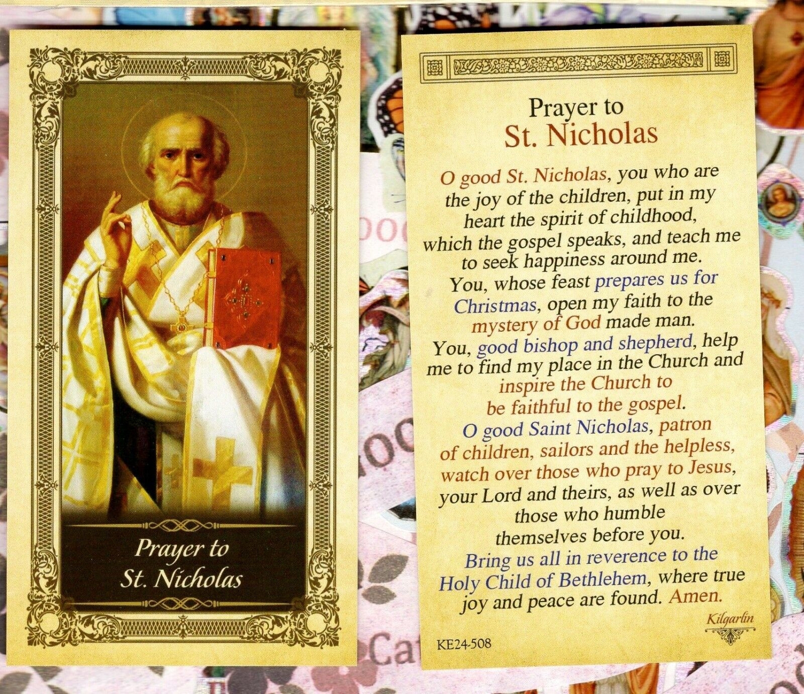 St Nicholas With Prayer To Saint Nicholas Glossy Paperstock Holy Card EBay