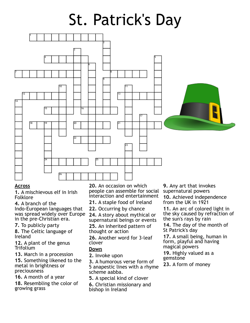 St Patrick s Day Crossword WordMint