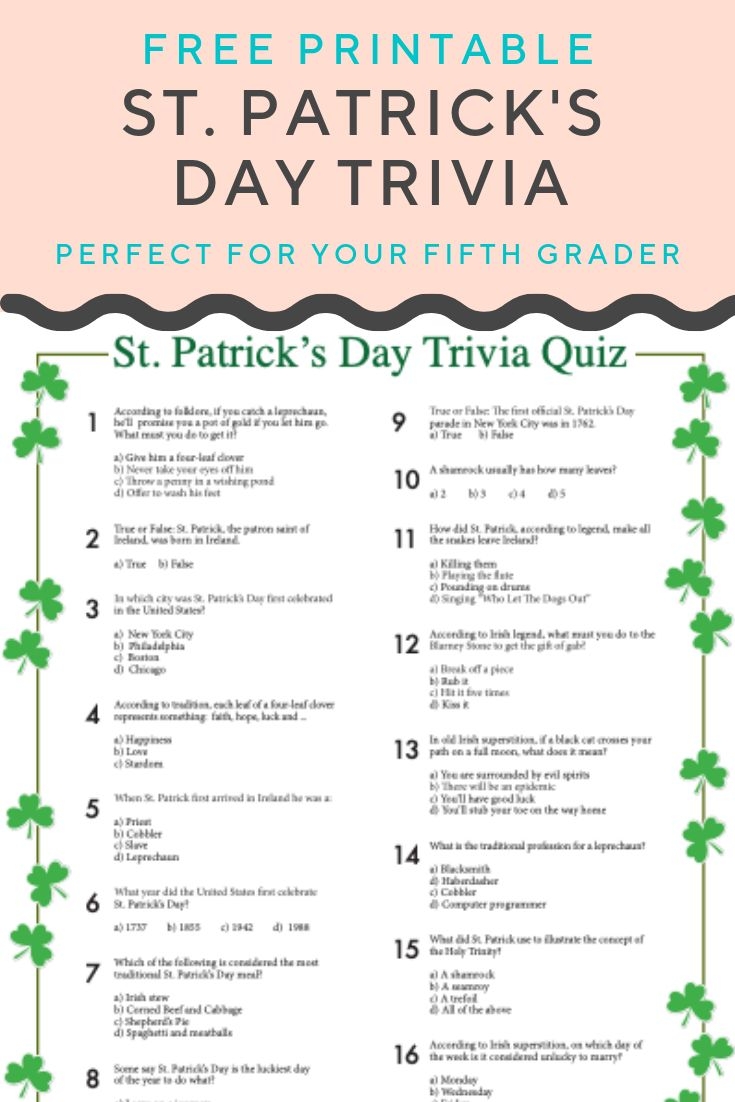 St Patrick s Day Trivia Worksheet Education St Patrick s Day Trivia St Patrick Day Activities St Patrick s Day Games