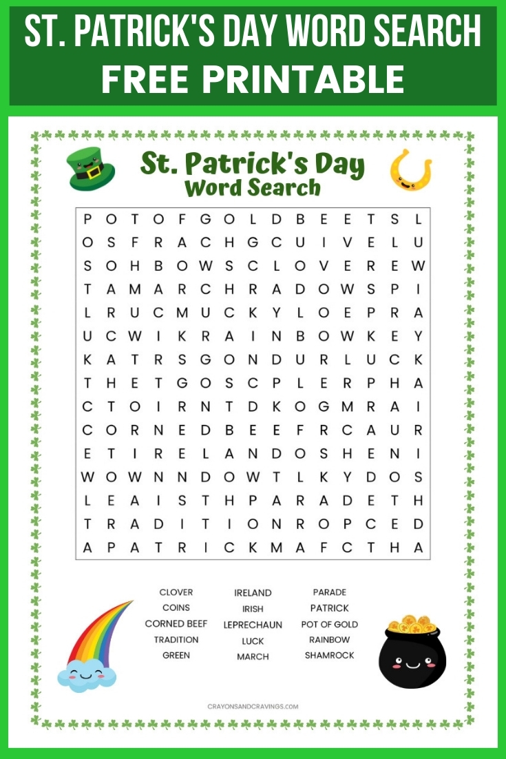 St Patrick s Day Word Search Free Printable Worksheet