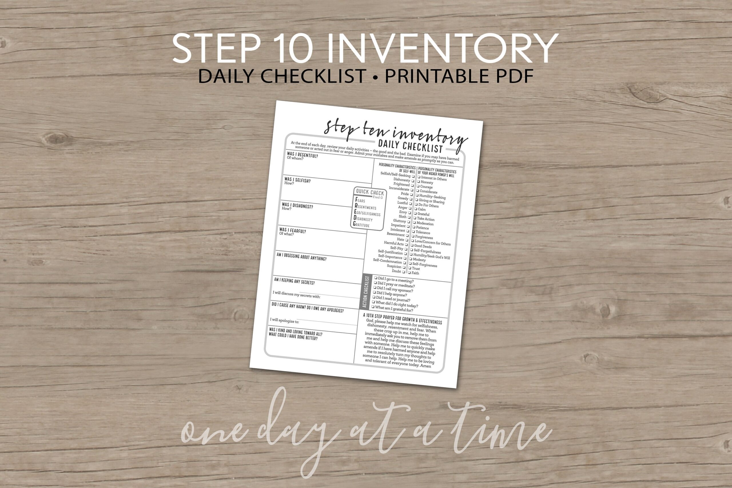 Printable 10Th Step Inventory Worksheet
