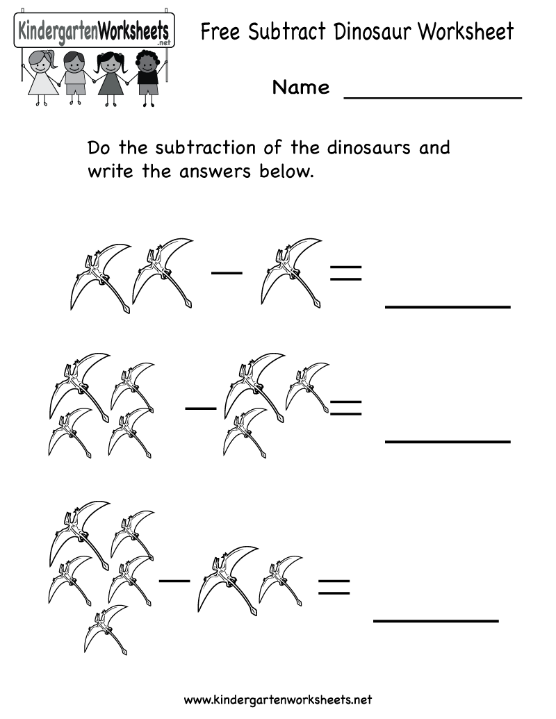 Subtract Dinosaur Worksheet Free Kindergarten Learning Worksheet For Kids Dinosaur Worksheets Subtraction Kindergarten Worksheets Free Printables