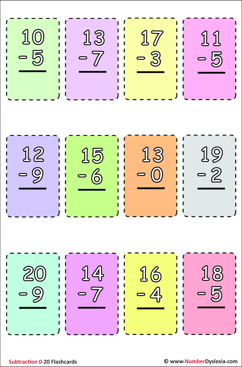 Subtraction Flash Cards Online FREE