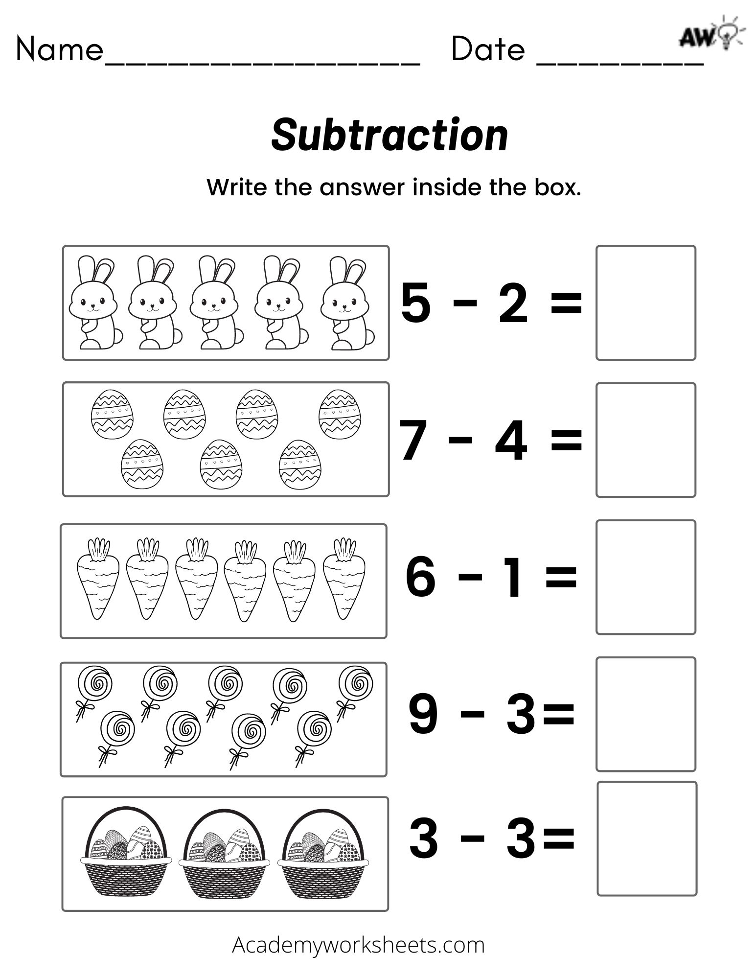 Subtraction Problems Worksheet Using Pictures Academy Worksheets