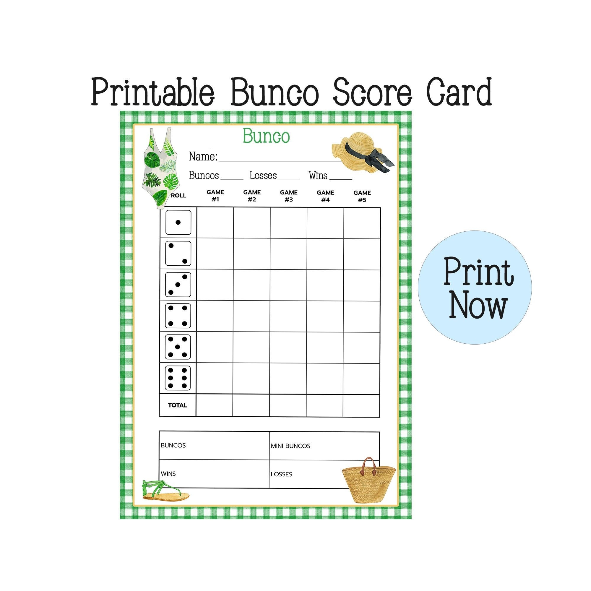 Summer Bunco Score Card Score Sheet Bunko Party Spring Scorecard Summer Theme Bunco Printable Template Instant Download Digital File Etsy Bunco Template Printable Summer Theme