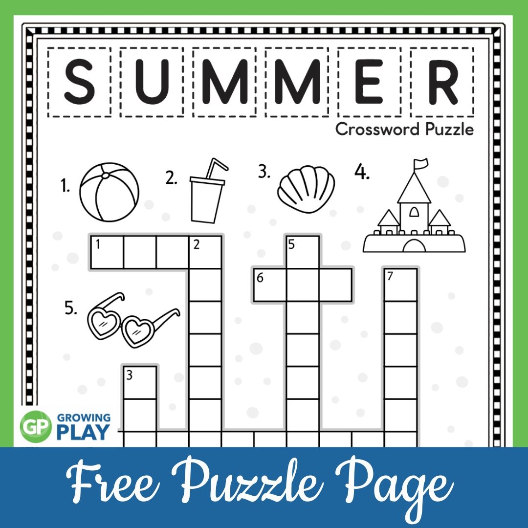 Summer Crossword Puzzle Free Printable Growing Play