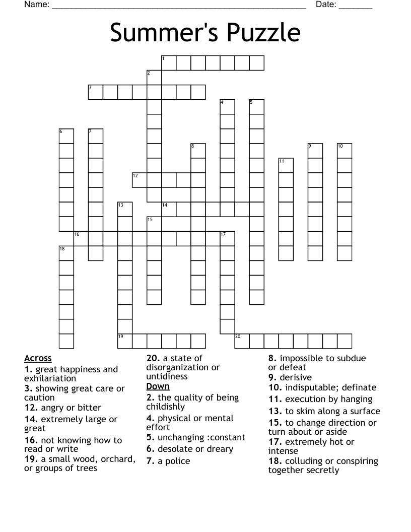 Summer s Puzzle Crossword WordMint