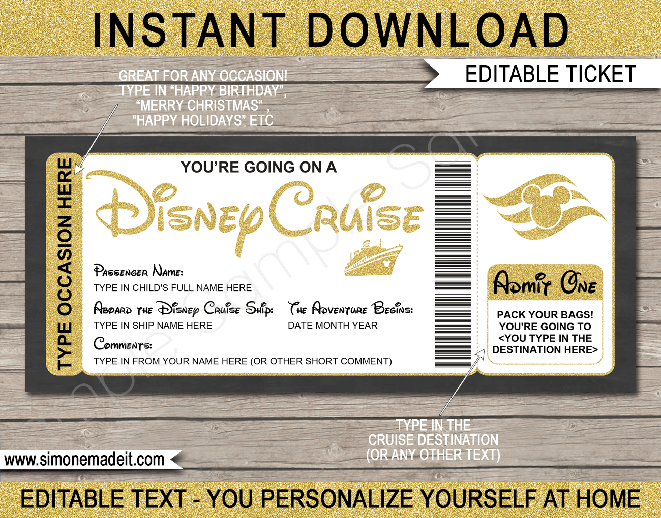 Free Printable Disney Cruise Ticket