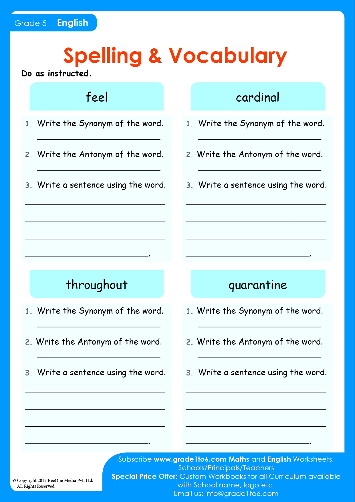 Synonym Antonym Worksheets For Grade 5 Vocabulary