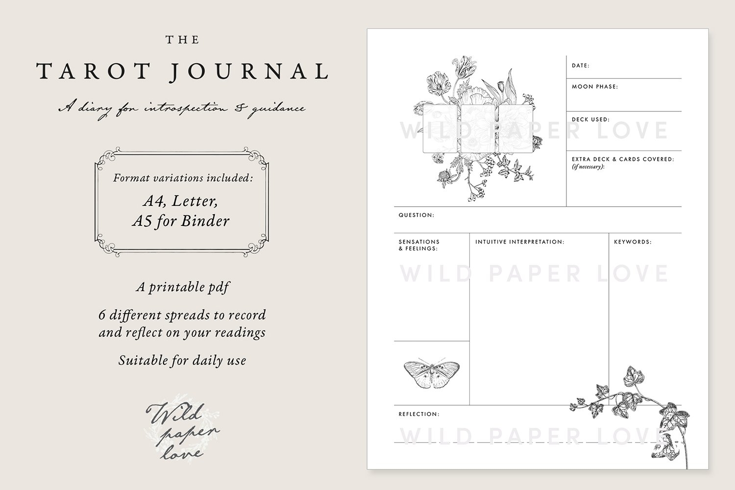 Tarot Journal Printable A4 Letter A5 Binder Pdf 1079876 
