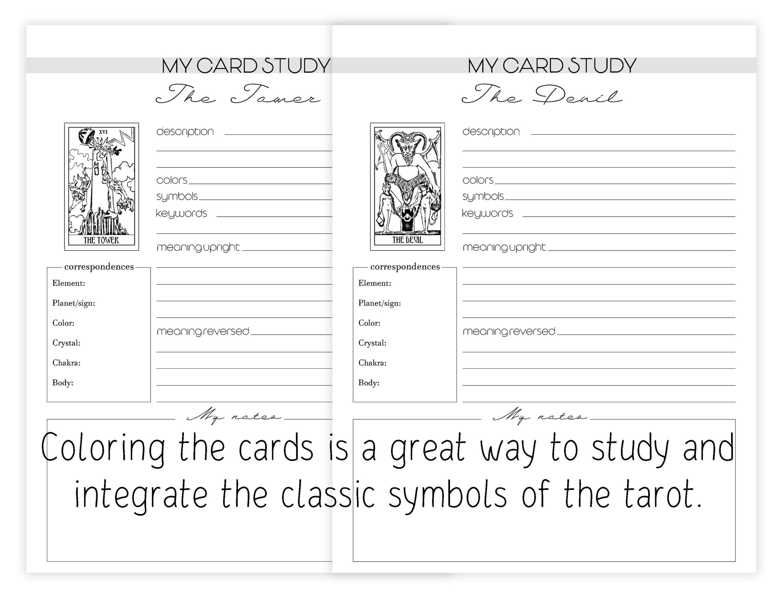 Tarot Journal Tarot Card Study Sheets Printable Pages 78 Sheets Tarot For Beginners Instant Download Etsy Tarot Learning Tarot Cards Tarot Learning