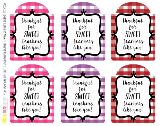 Teacher Appreciation Gift Tags Printable Thankful For SWEET Teachers Gift Tags Printable Buffalo Plaid Gift Tags By SUNSHINETULIPDESIGN Etsy