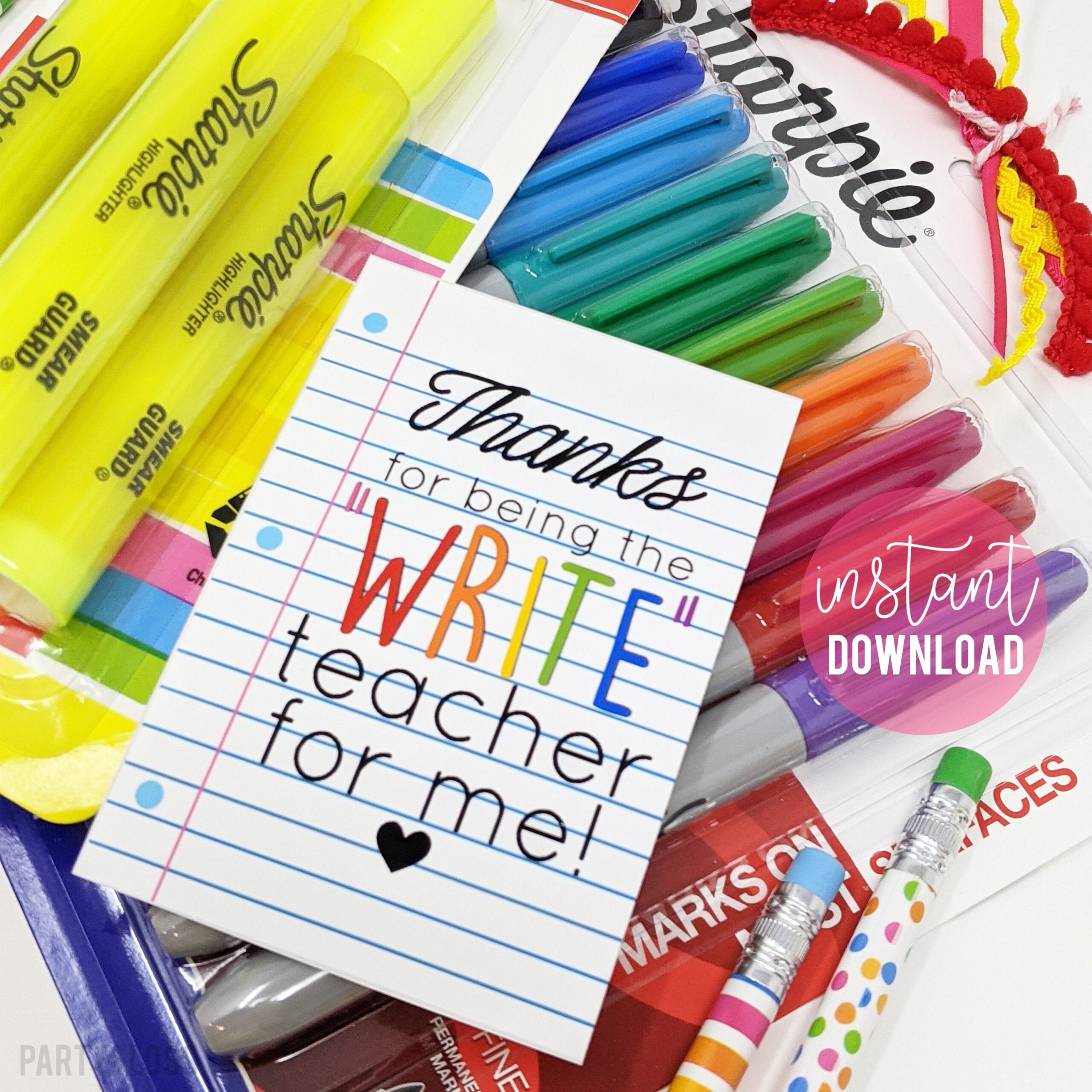 Teacher Appreciation Printable Gift Tags Write Teacher For Me Teachers Appreciation Week Day School Staff Faculty Markers Pens Highlighters Etsy