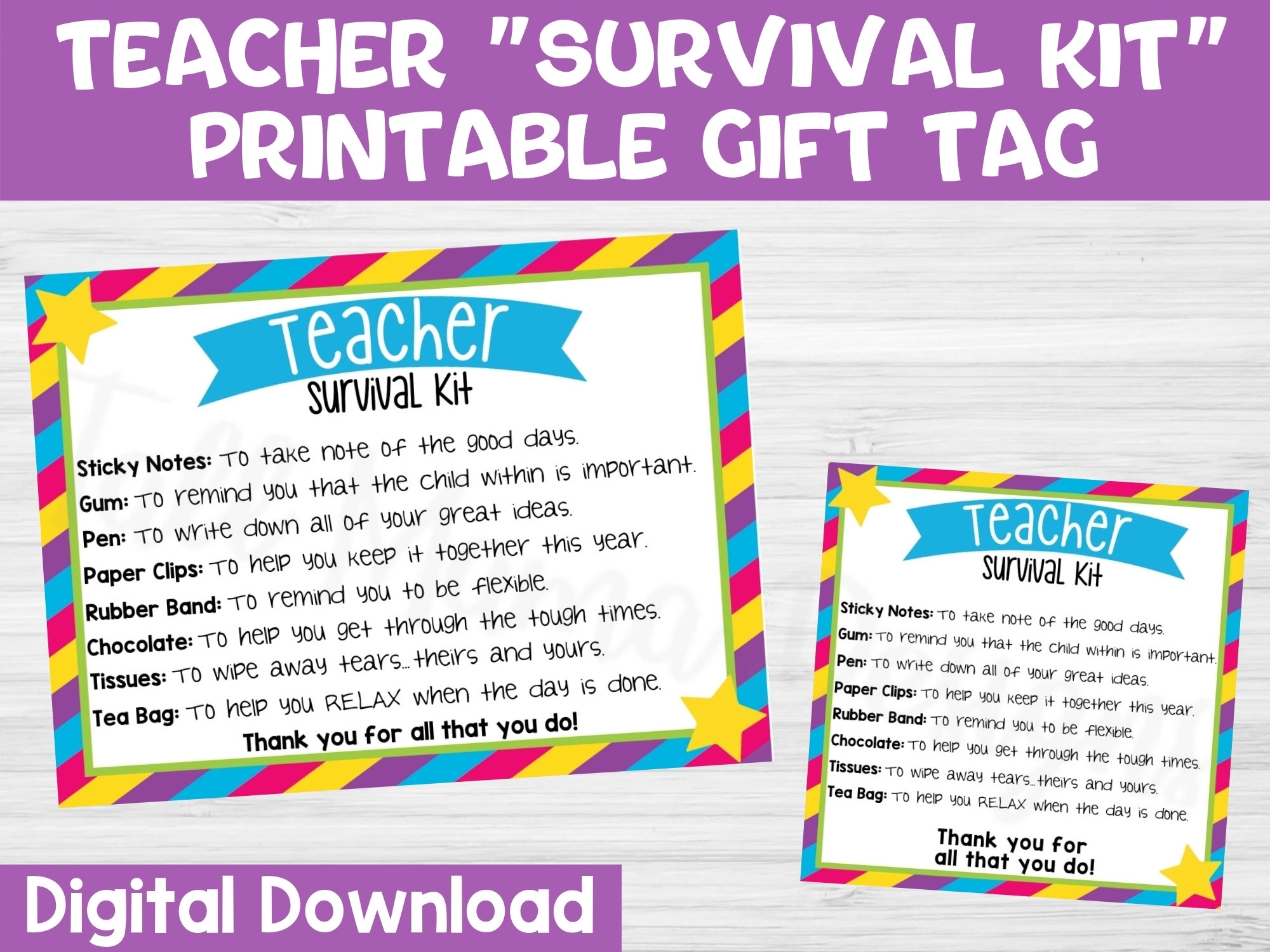 Teacher Survival Kit Printable Gift Tag First Day Of School Gift Tag Teacher Gift Tag Digital Survival Kit For Teacher Printable Label Etsy Denmark