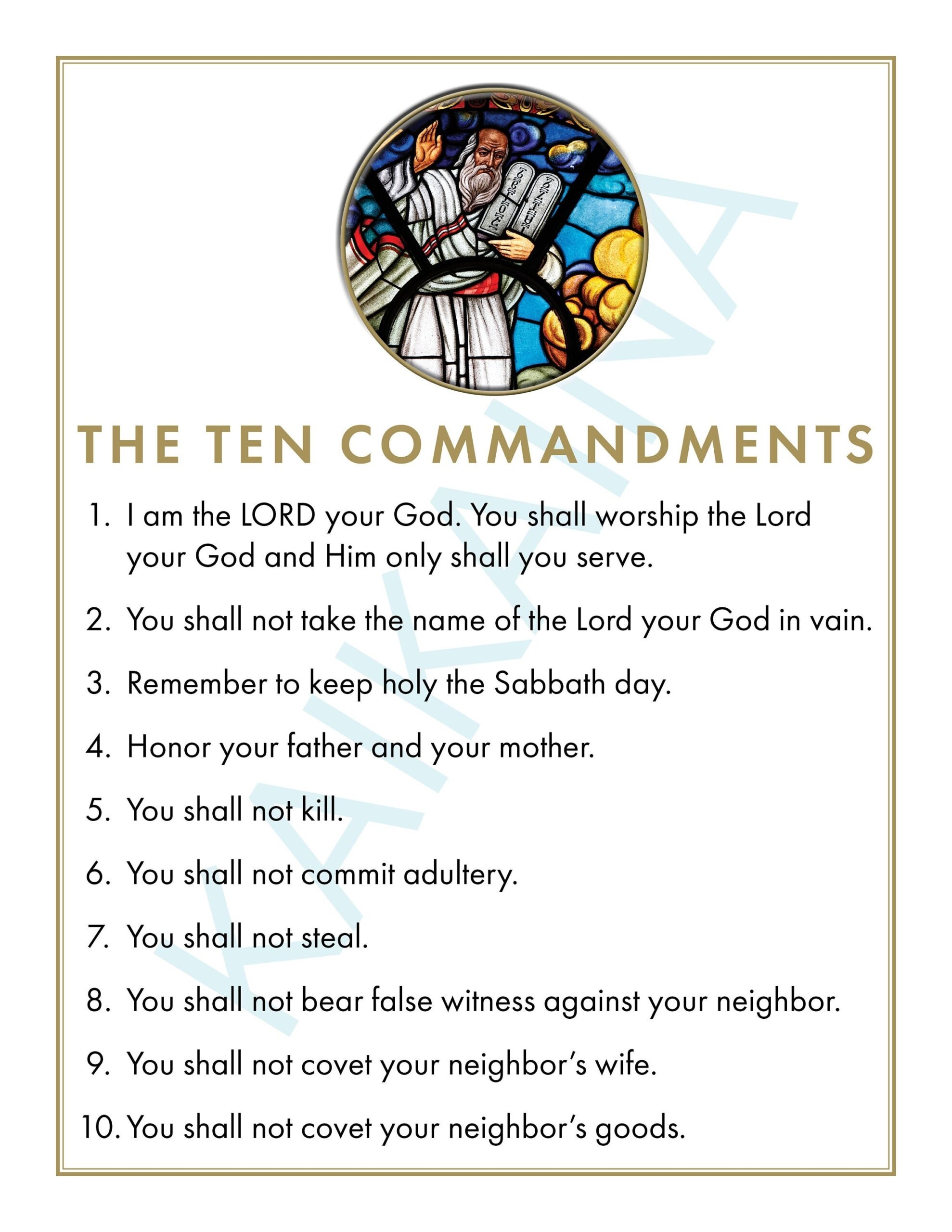 Ten Commandments Catholic Poster For Children 8 5 X 11 Poster Downloadable And Printable Catholic Etsy
