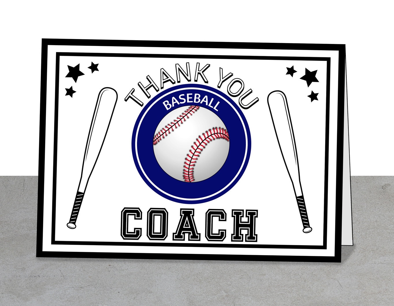 Thank You Baseball Coach Greeting Card Printable Downloadable Athletic Card 5 X 7 Inches Digital File Appreciation Gift Thanks Etsy