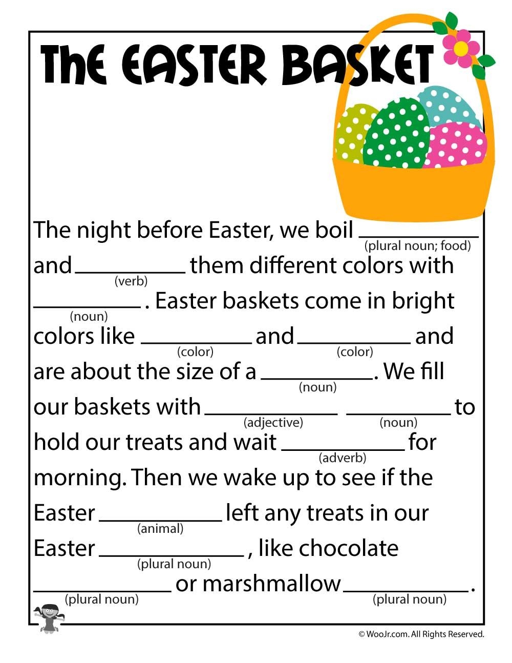 The Easter Basket Printable Mad Lib Woo Jr Kids Activities Easter Worksheets Easter Readings Easter Homeschool