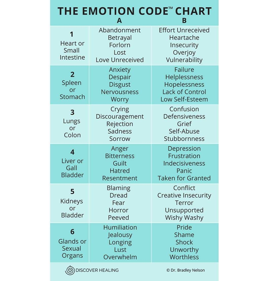 The Emotion Code Magnetic Chart Of Emotions Emotions Emotion Chart Energy Healing