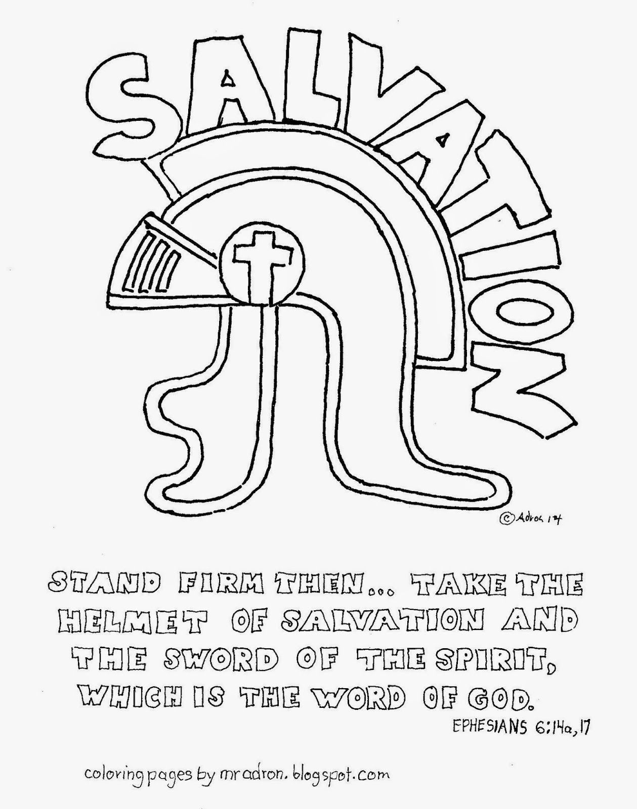 The Helmet Of Salvation Kids Coloring Page