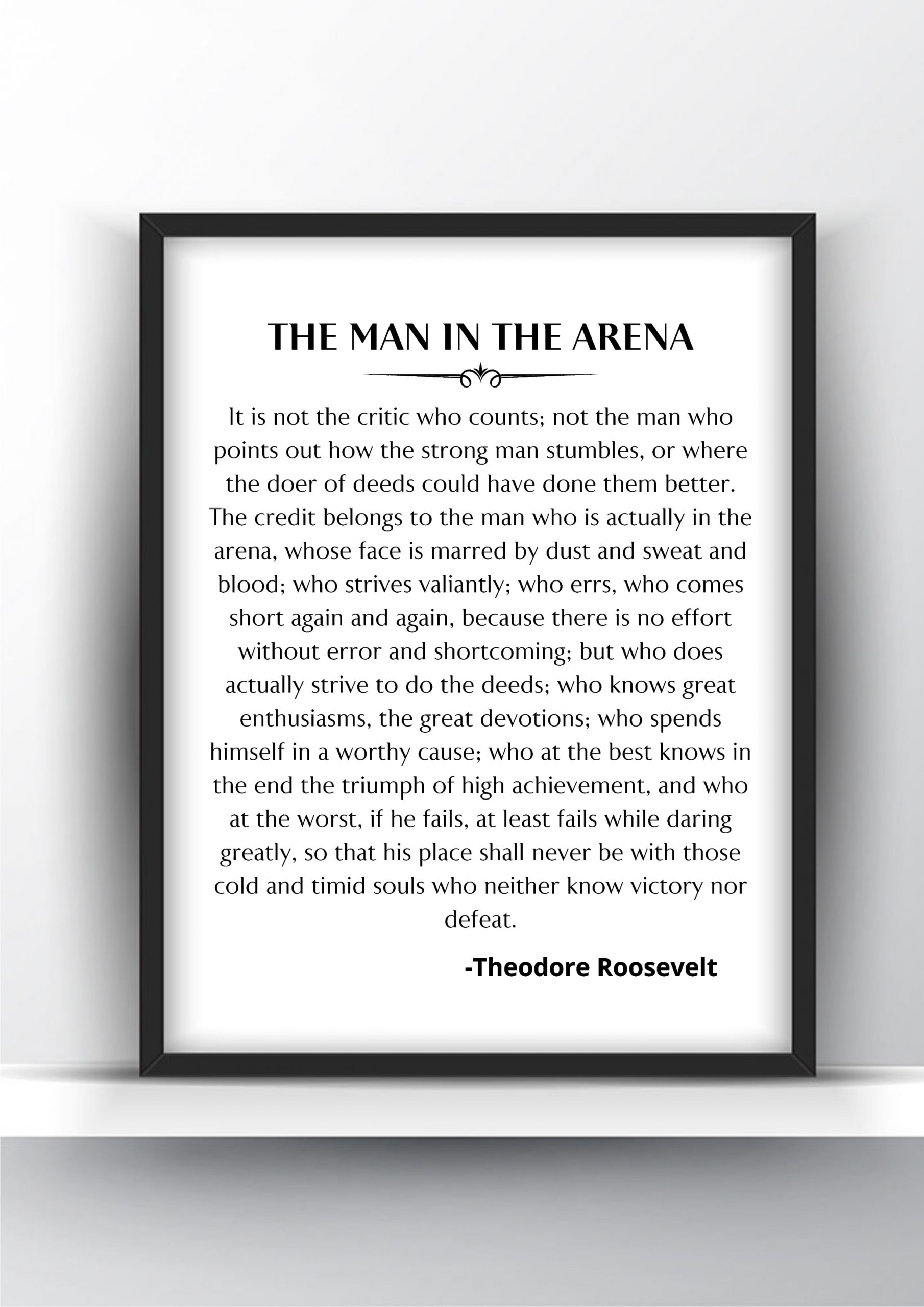 The Man In The Arena Speech By Theodore Roosevelt Poster Shark Printables