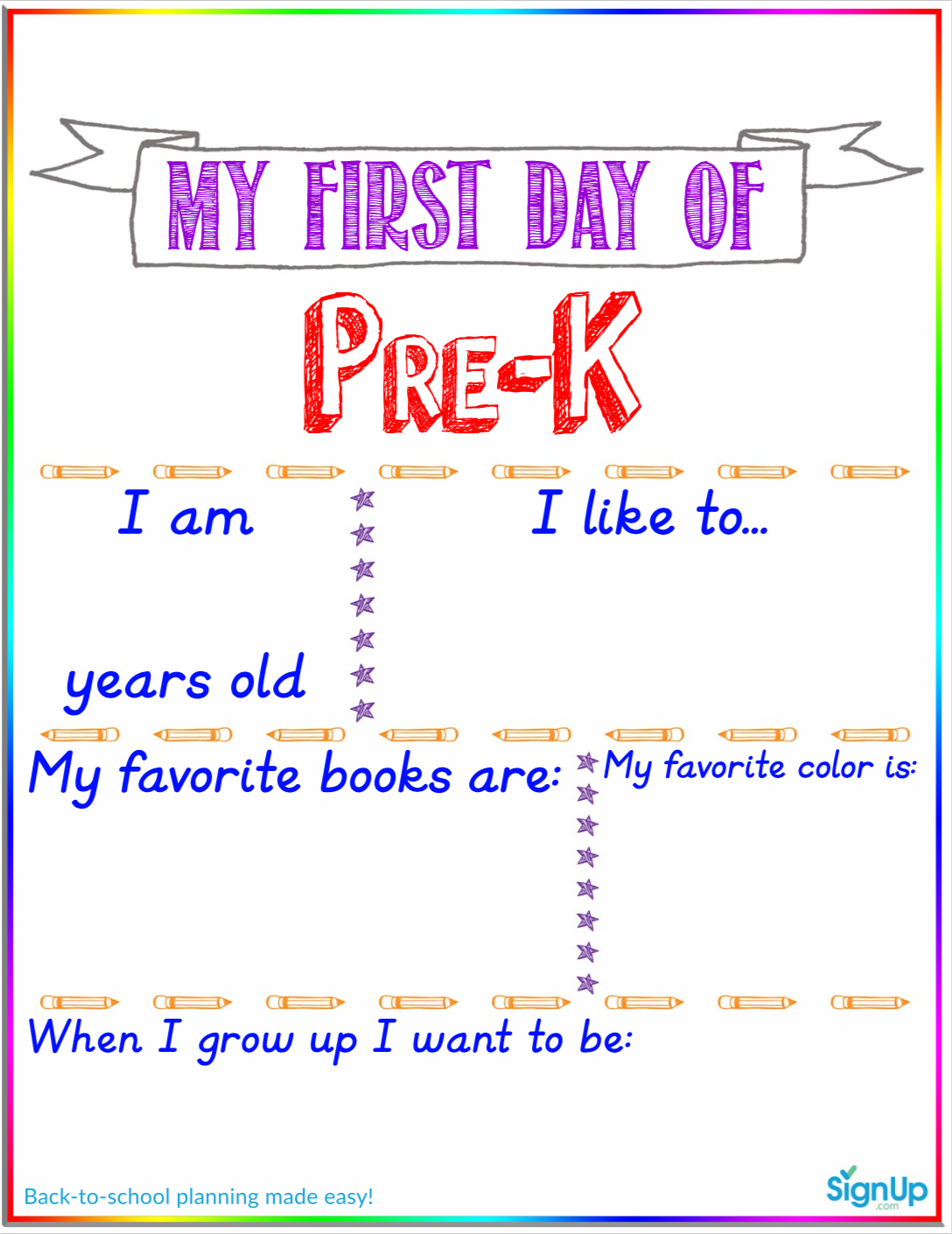 The Must Have Back to School Printable For The First Day Of School SignUp