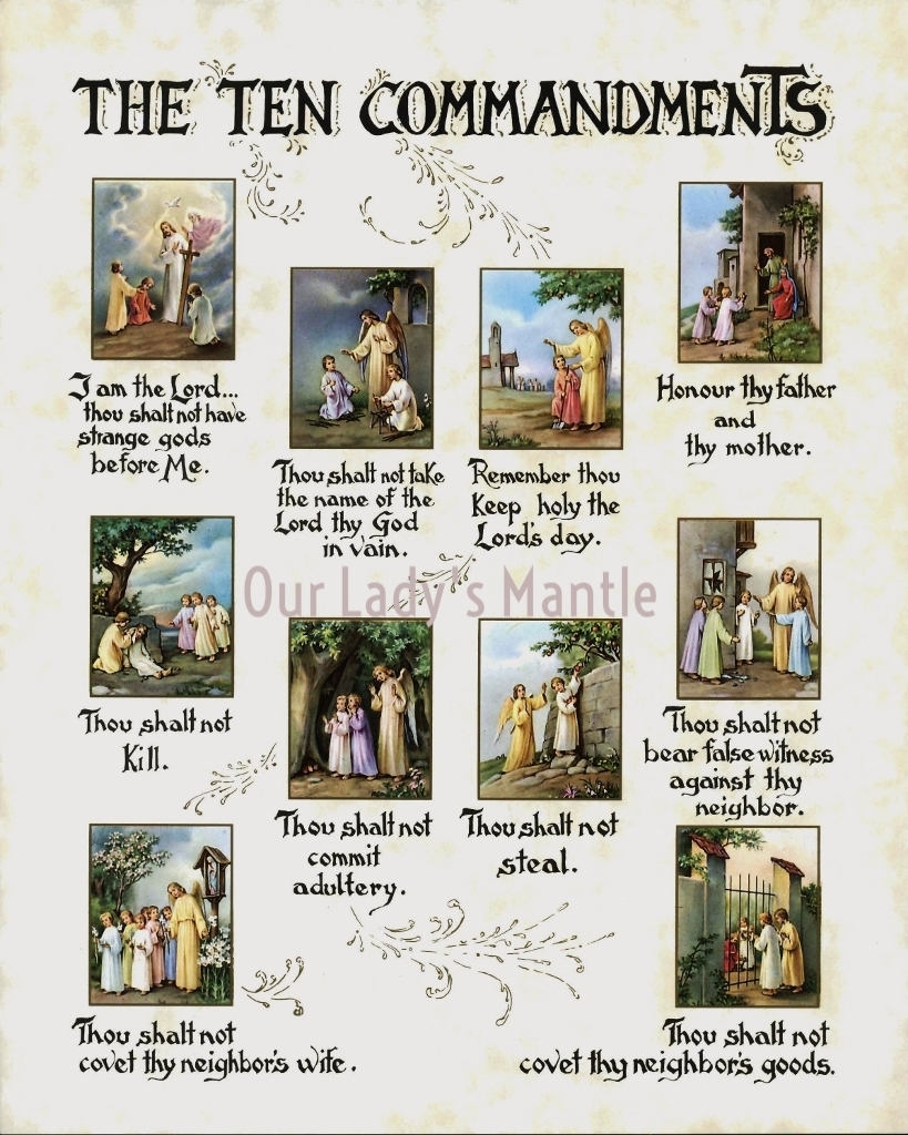 THE TEN COMMANDMENTS Print 8x10 Catholic Picture Print From Italy Etsy