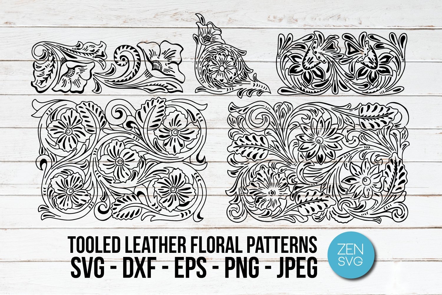 Tooled Leather Floral Pattern Cut File