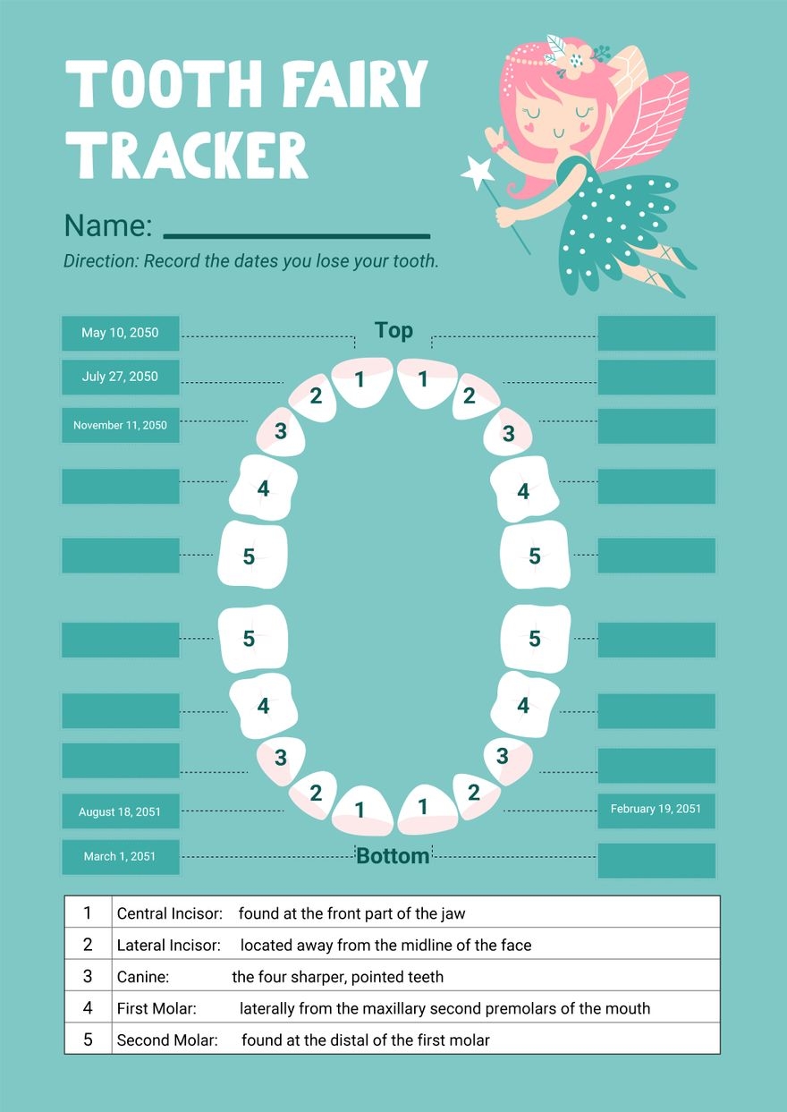 Free Printable Lost Tooth Chart