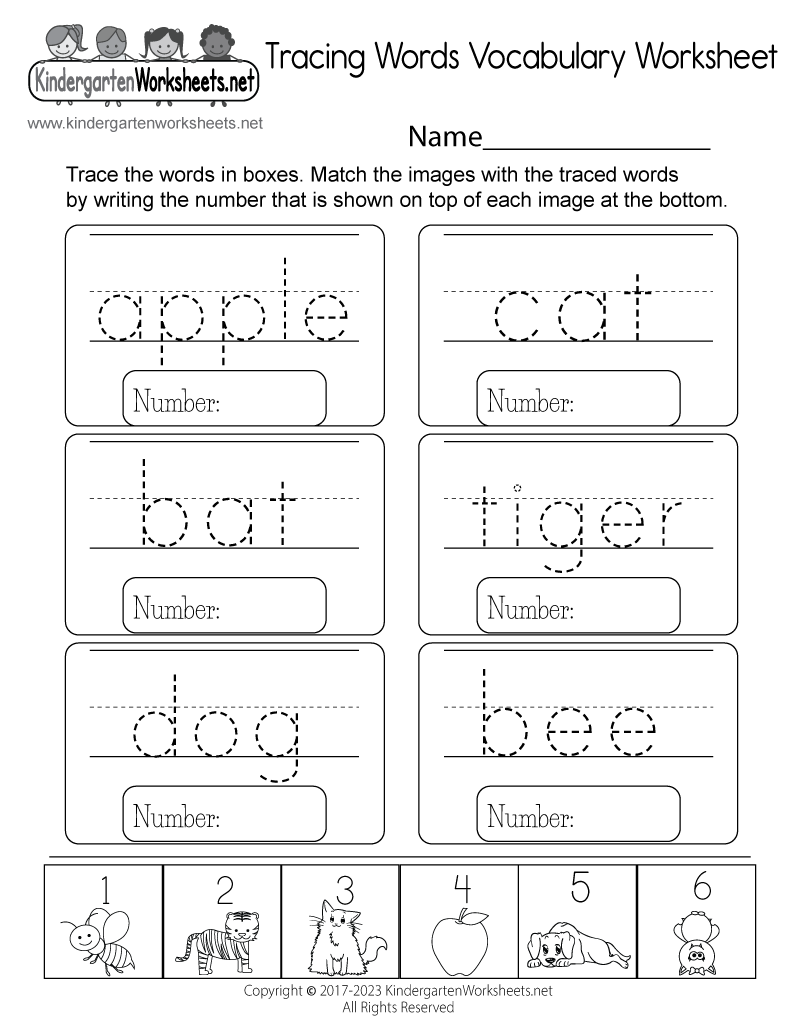 Tracing Words Vocabulary Worksheet Free Printable Digital PDF