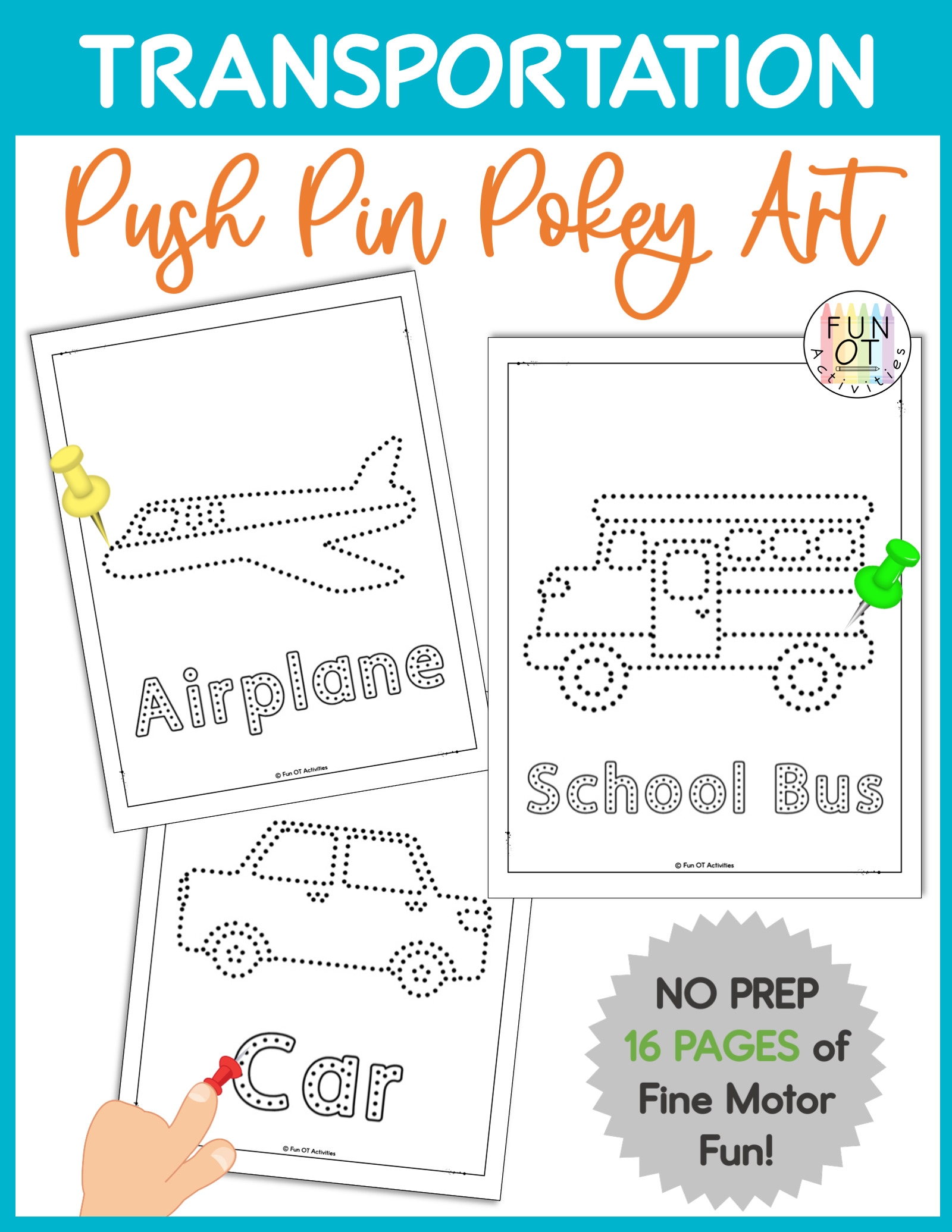 Transportation Fine Motor Push Pin Art Your Therapy Source