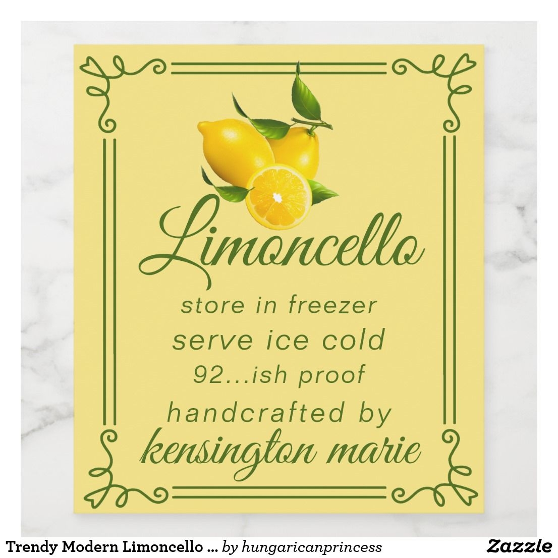 Trendy Modern Limoncello Label For A Tall Bottle Zazzle Limoncello Labels Limoncello Bottle Gift