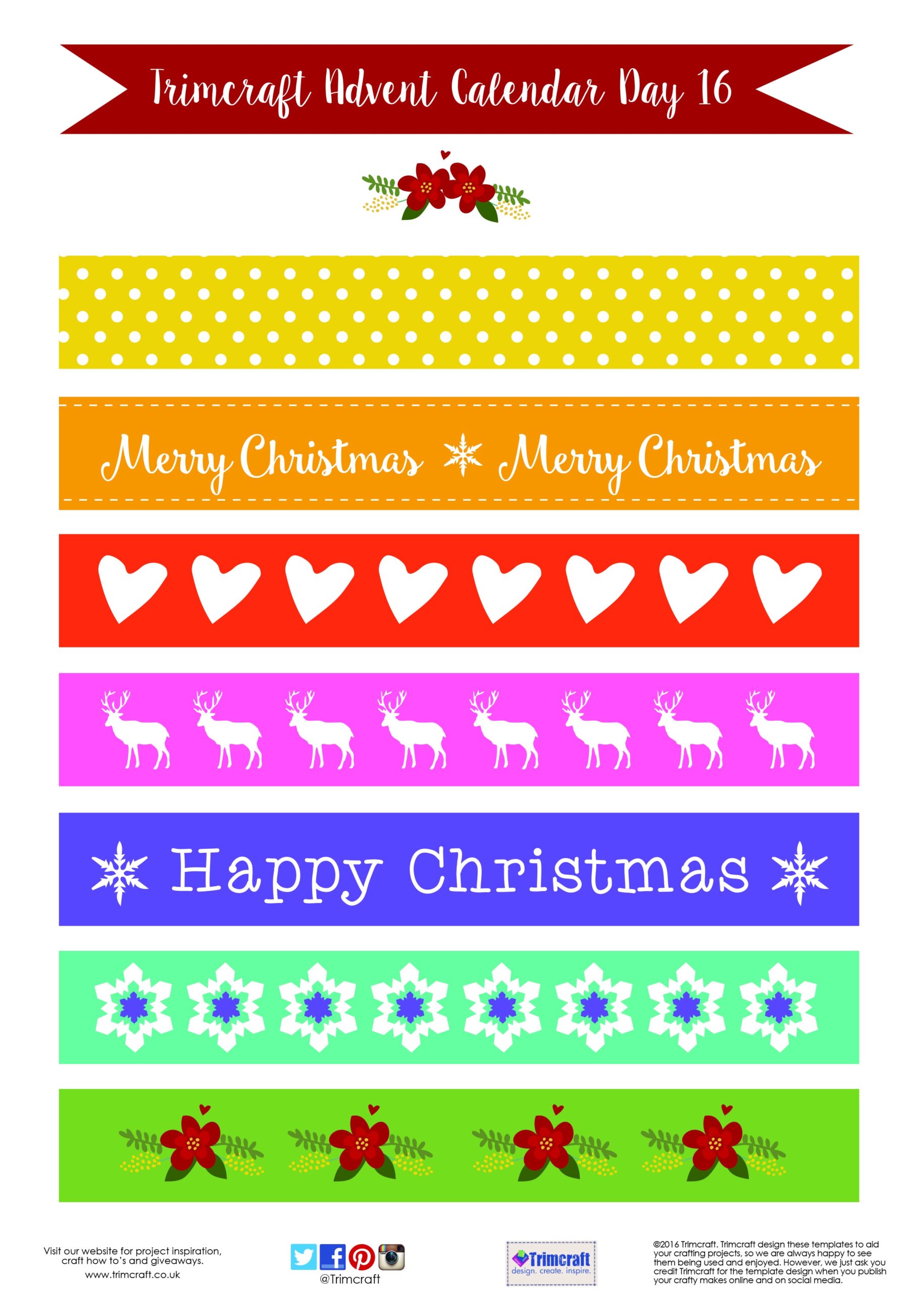 Trimcraft Advent Calendar Day 16 Free Printable Paper Chain Template Paper Chains Christmas Paper Chains Templates Printable Free