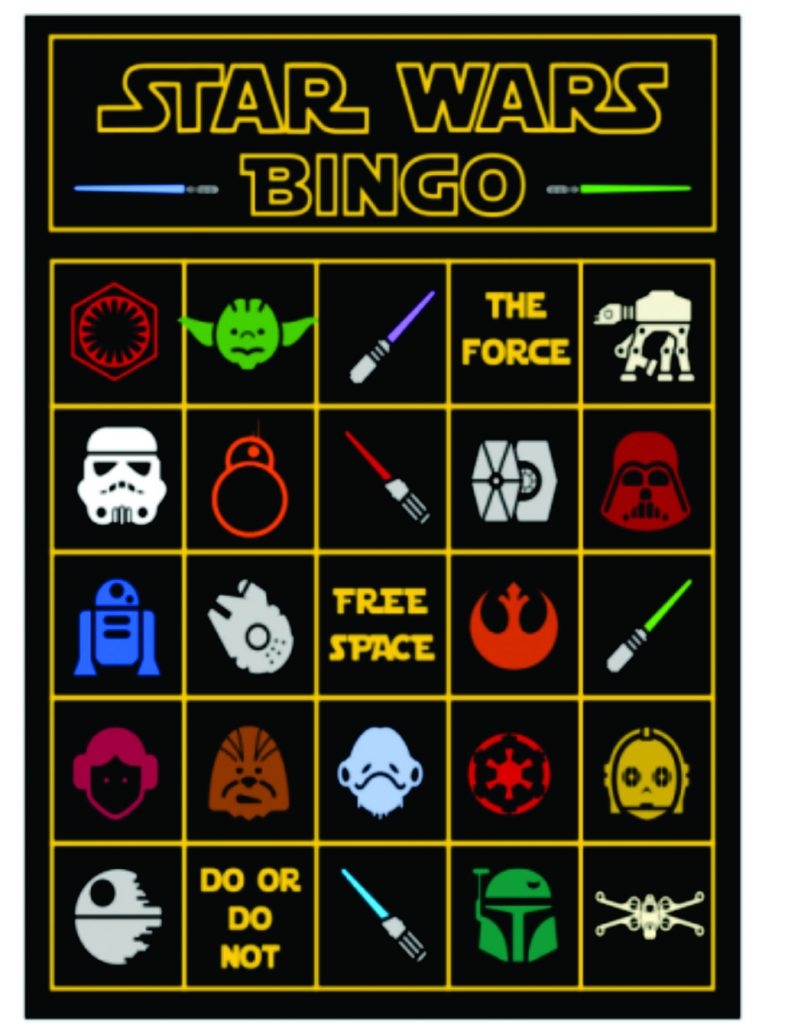 Tuesday 8 20 3 4 PM Star Wars Bingo River Forest Public Library