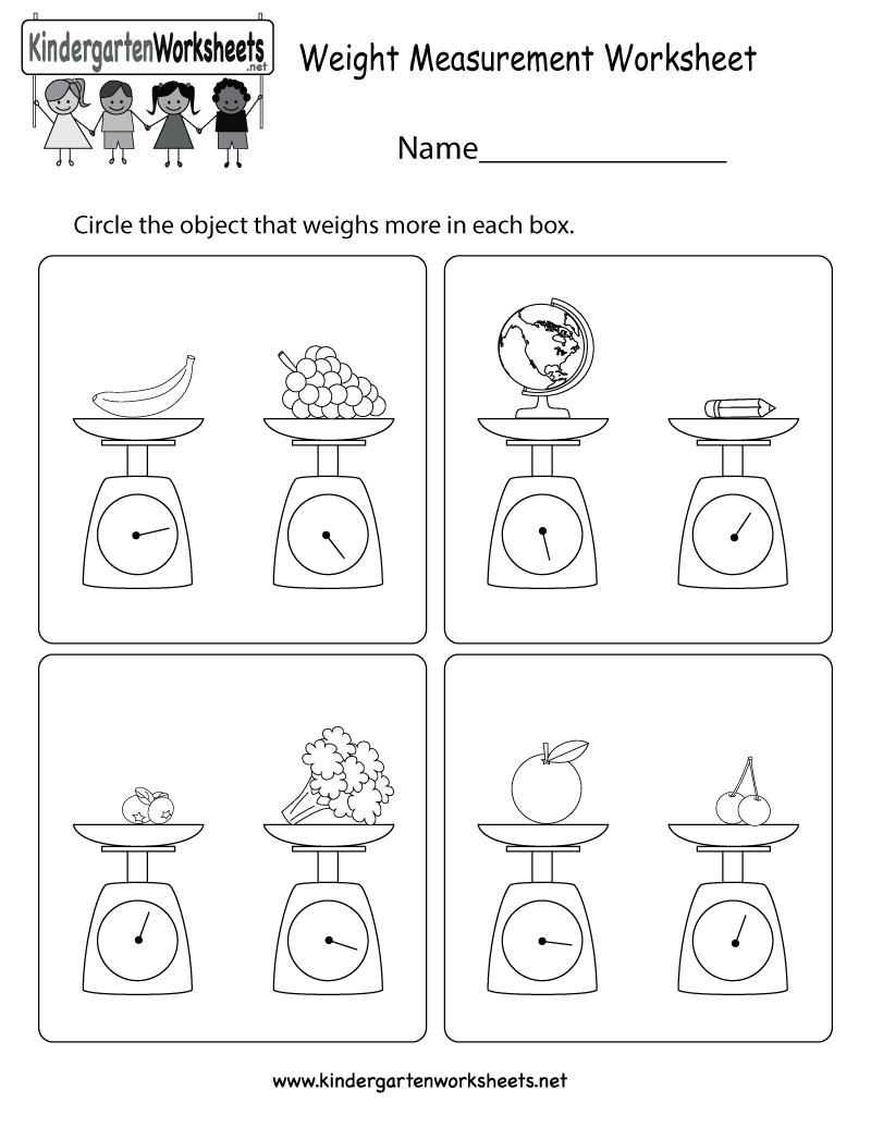 Two Objects Are On Two Different Weighing Scales Kids Have To Determine Which Objec Kindergarten Math Printables Measurement Worksheets Kindergarten Math Free