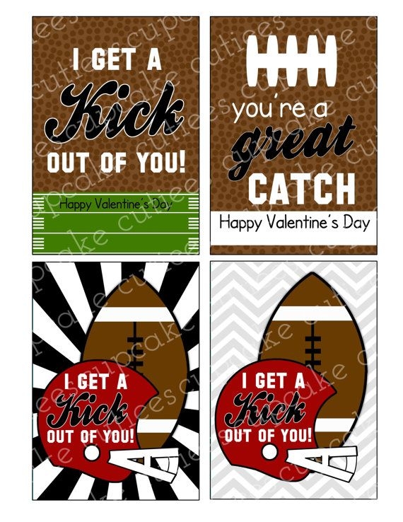 VALENTINE Football Sports Card Craft Digital Printable U PRINT Instant Download Valentines Cards Valentine Card Craft
