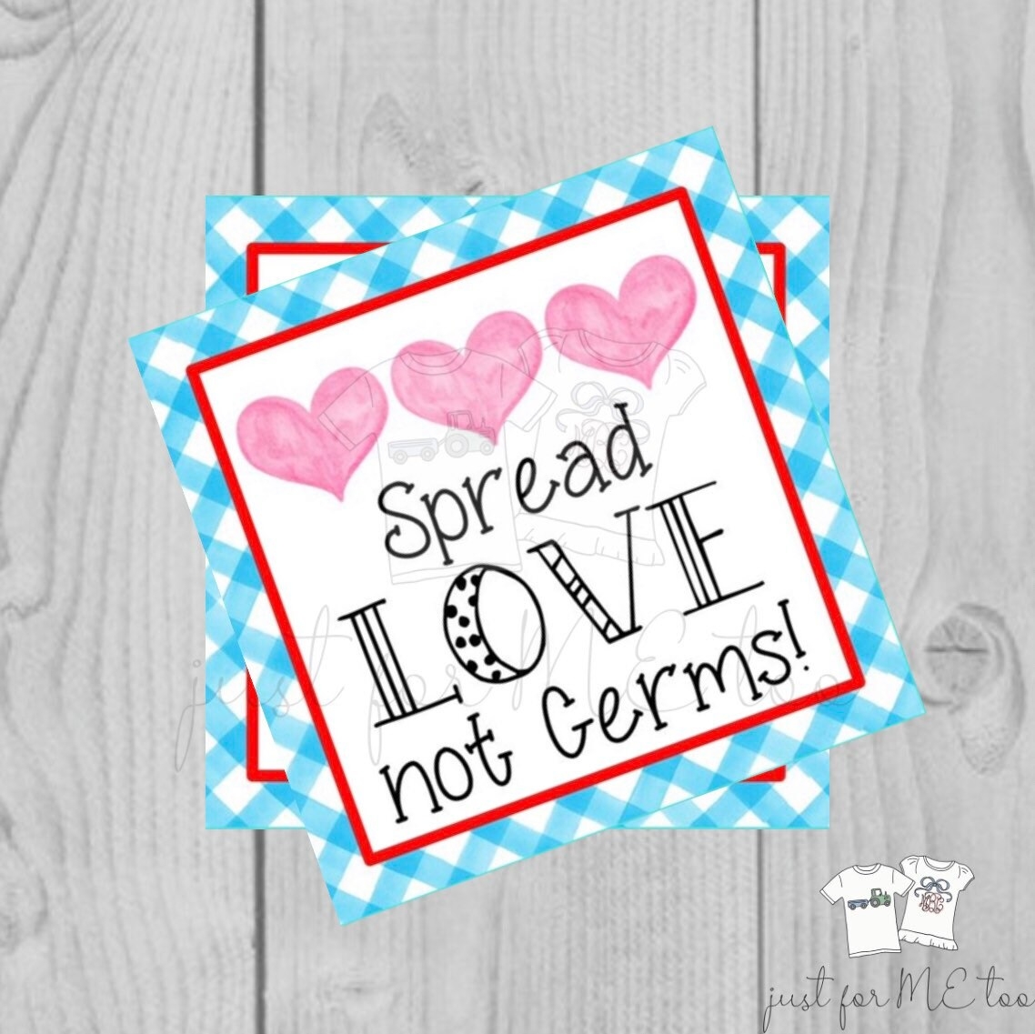 Valentine Printable Tags Instant Download Valentine s Day Tags Square Tags Teacher Tag Spread Love Not Germs Tag Treats School Tag