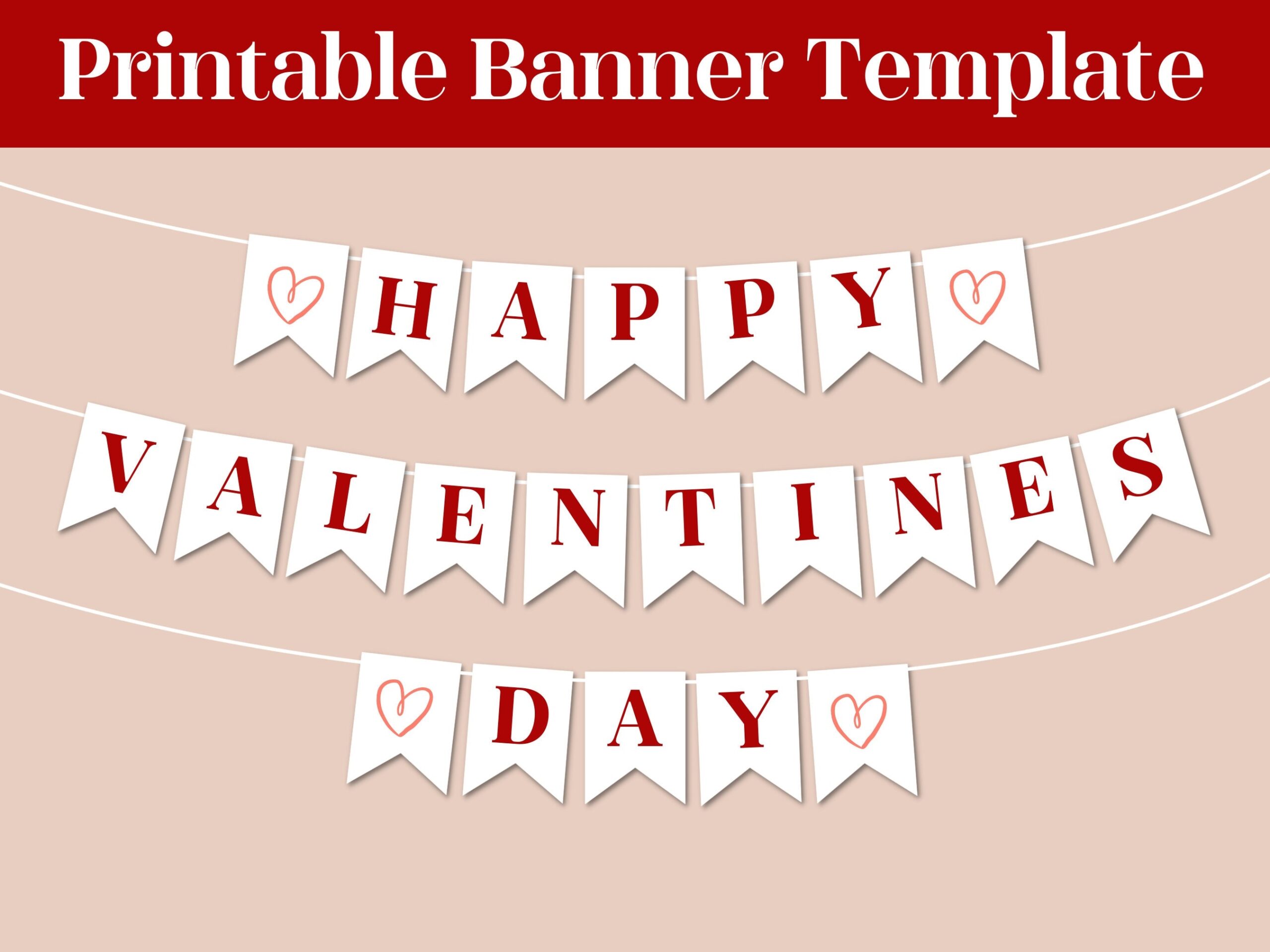 Valentines Day Banner And Template Editable And Printable Banner Editable In Canva DIY Banner Template Download Bunting Banner Etsy