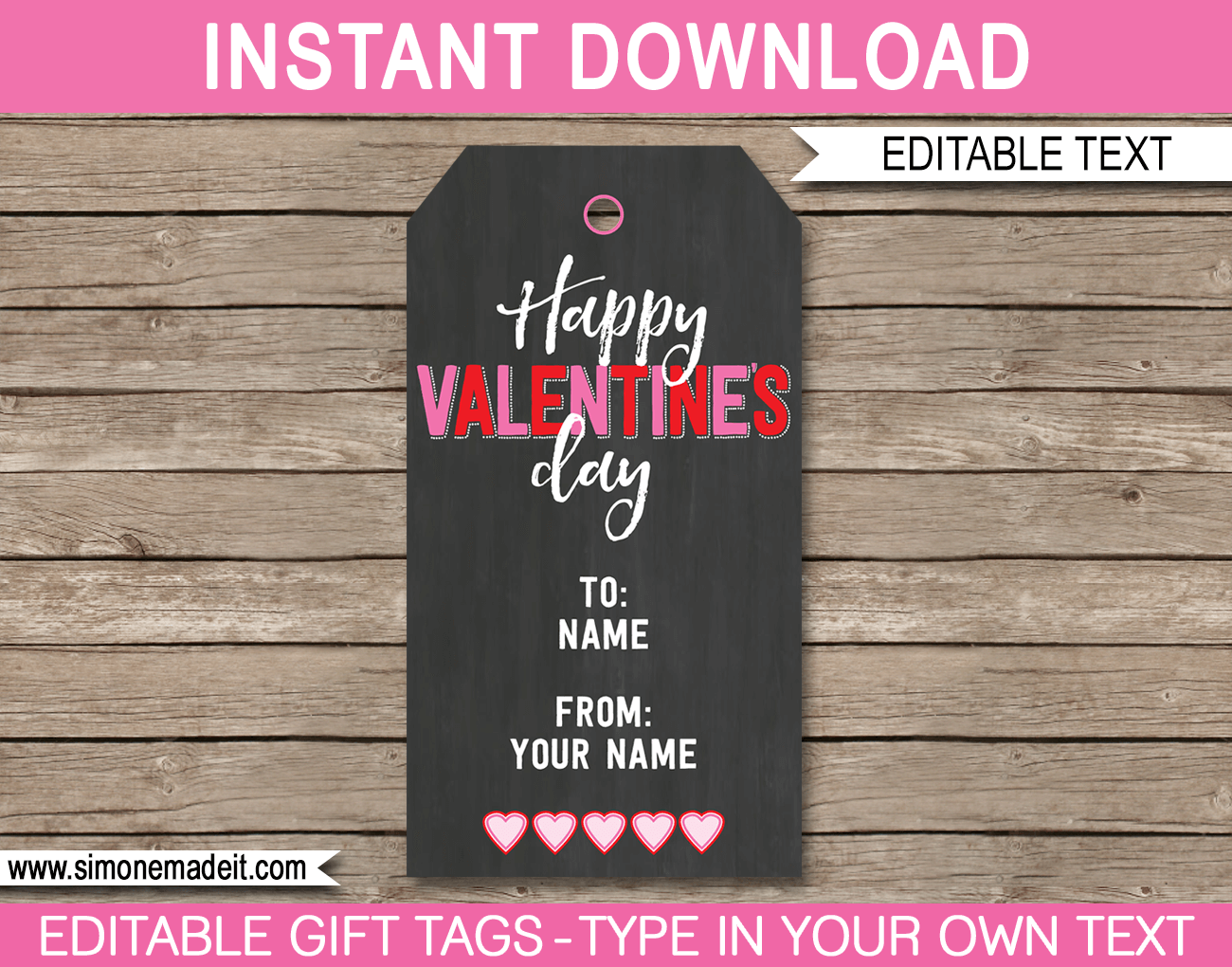 Valentines Day Printable Gift Tags Template Chalkboard Gift Tags